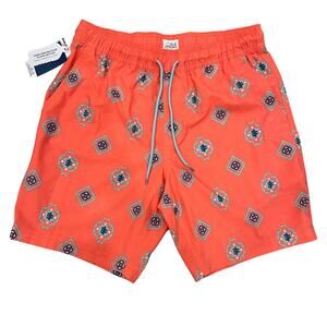 NWT Tillys Mens Small BLUE CROWN Drifter Swim Trunk Shorts Orange Summer Beach